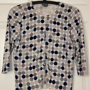 Ann Taylor Polka Dot Buttoned Cardigan, Size MP